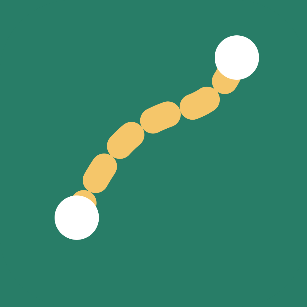 Camino app icon: a gold path connecting two white points on a green background