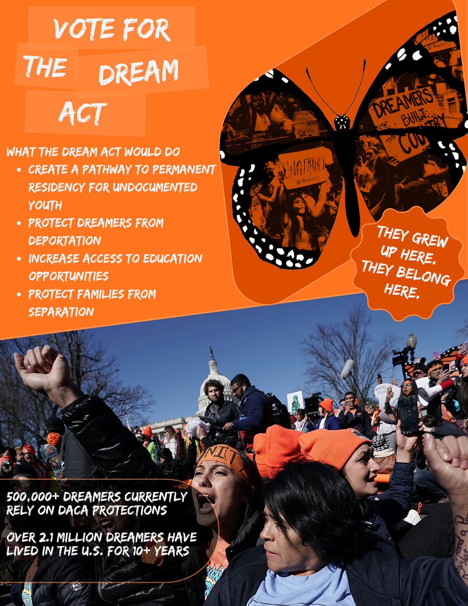 DREAM Act awareness campaign flyer created by Project Second Voice